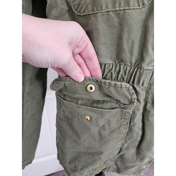 Kensie Jeans Womens Size M Army Green Zip Up Casual Jacket Cadet Collar Pockets - Picture 4 of 9